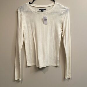 American Eagle Cream Long Sleeve Shirt